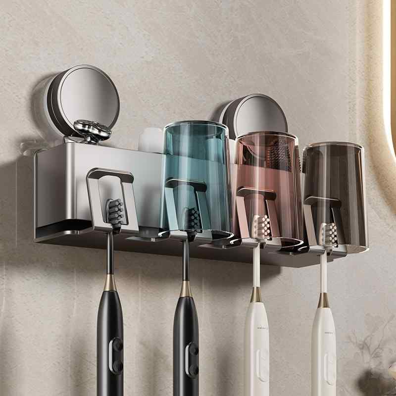 歯ブラシスタンド 吸盤 壁掛け 洗面所 収納 歯ブラシホルダー コップスタンド