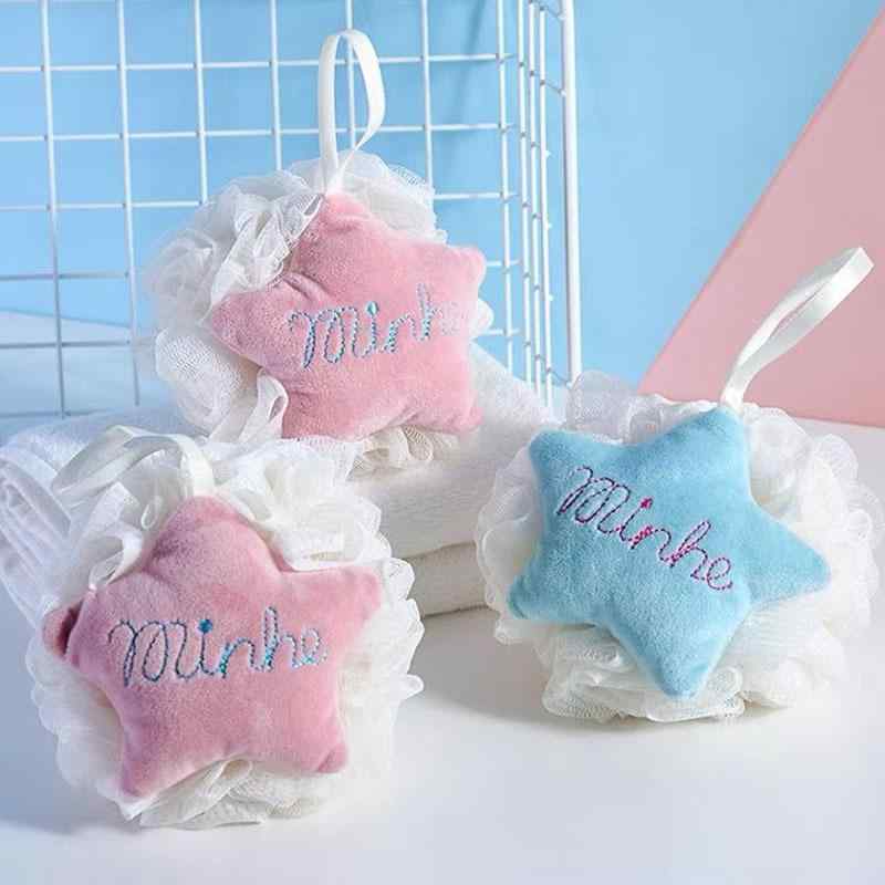 ボディスポンジ レディース バスグッズ かわいい 五角星 バスボール 泡立ち 柔らかい 背中洗い ピンク ..