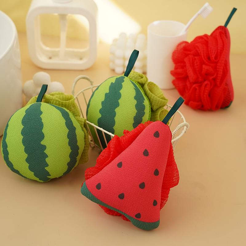 ボディウォッシュボール レディース メンズ 兼用 垢すり タオル 西瓜 スイカ レッド グリーン