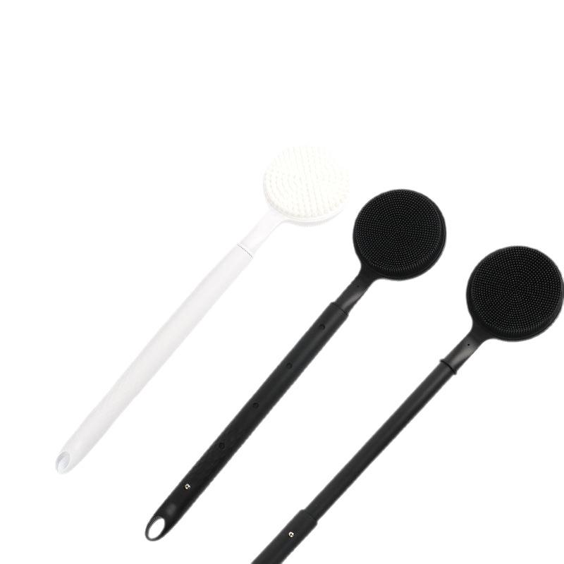 ボディブラシ レディース メンズ バスブラシ 背中用ブラシ シリコン ロングハンドル 柔らかい バスグッズ 白 黒 緑 ピンク系(x10)