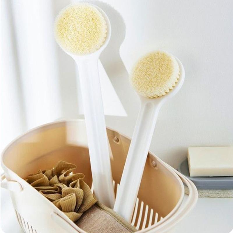 ボディブラシ レディース メンズ バスブラシ 背中洗いブラシ 柔らかい 身体洗いブラシ ホワイト