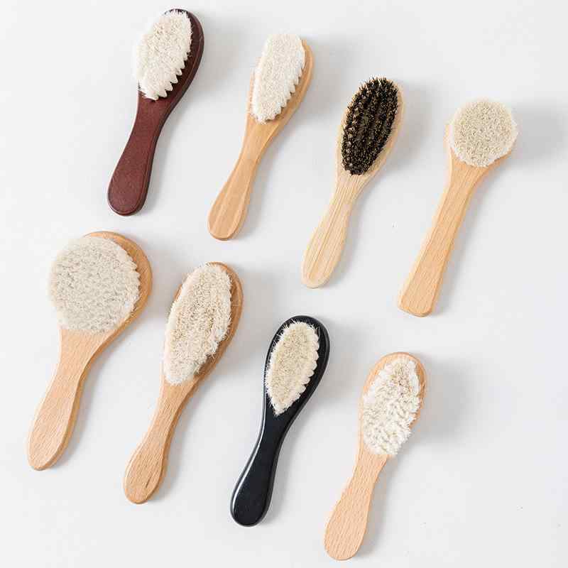 ベビー 沐浴ブラシ ケアブラシ 羊毛 ぶな カラー 頭垢取り 洗浄用 楠竹 豚毛 ヘアーブラシ(x10)