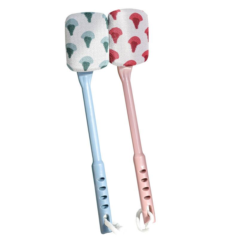 ボディブラシ レディース 背中洗いブラシ 垢すりブラシ ロングハンドル 強力 粗砂 細砂 ブルー ピンク..