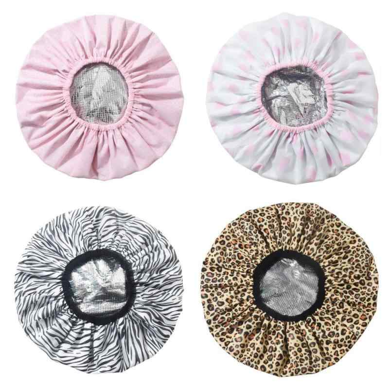 帽子 レディース 子供用 防水 シャワーキャップ ピンク ストライプ ゼブラ ヒョウ柄 アニマル かわいい..