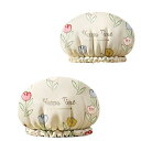 浴帽 レディース キッズ 防水 二層構造 シャワーキャップ ヘアキャップ 防湿 EVA素材 花柄 かわいい(x2)