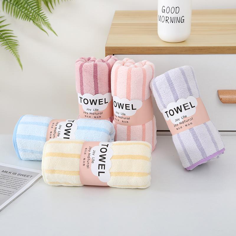 タオル レディース メンズ 珊瑚绒 ストライプ やわらか 吸水 速乾 厚手 洗顔タオル