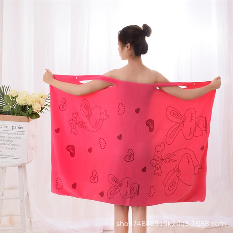 バスローブ レディース 女性用 吸水 速乾 柔らかい 珊瑚フリース 春夏 ハート ウサギ 刺繍 ライトピンク パープル イエロー ブルー(x2)