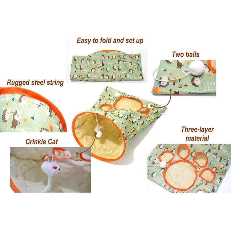 猫 おもちゃ トンネル 190Tポリエステル布 遊び用 ドリル袋付き 転がり遊び 響き紙付き インタラクティ..