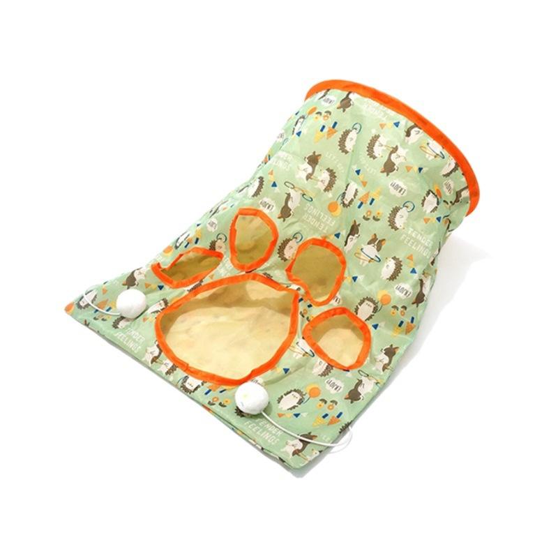 猫 トンネル おもちゃ ペット 猫用 玩具 筒状 隠れ家 ハウス 折りたたみ式 ポリエステル オレンジ イエ..