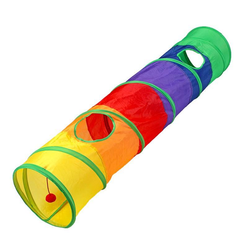 猫 トンネル 猫用 玩具 ペット用品 直通 三通 爬行 通路 折りたたみ テント Rainbow ポリエステル(x100)