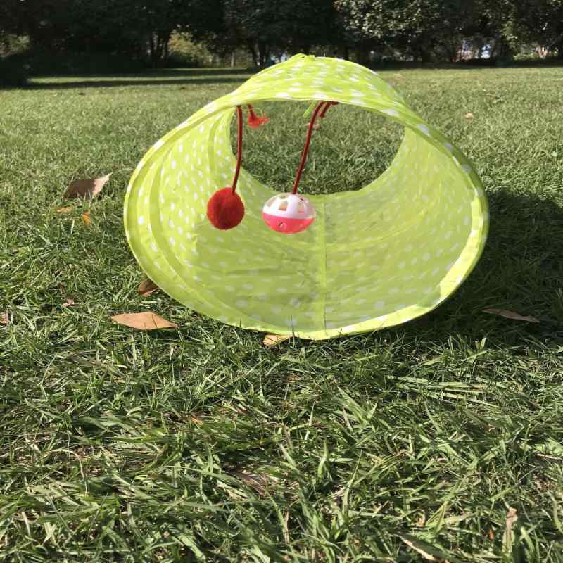 猫 トンネル おもちゃ 折りたたみ 収納 ペット用品 運動 グリーン(x100)