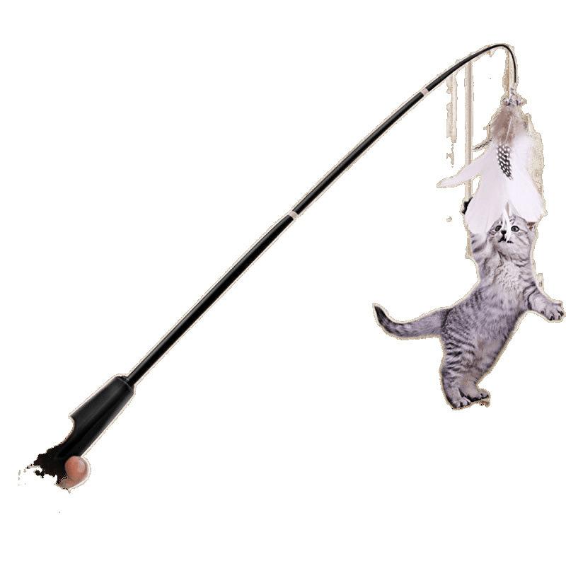 猫じゃらし ロング 釣り竿 羽根 鈴付き 猫 おもちゃ 交換用 羽根付き