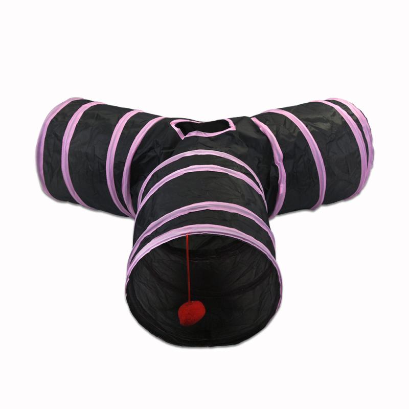 猫 トンネル 猫用おもちゃ ピンク ポリエステル製 伸縮 折りたたみ 収納可能 ペット用品 S字 Y字 T字(x2)