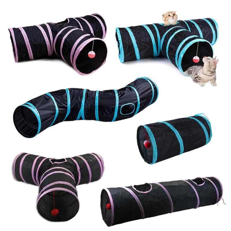 猫 おもちゃ S字 猫トンネル ペット用品 玩具 伸縮性 折りたたみ可能 ポリエステル製 ブラック ピンク