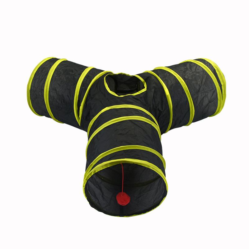 猫 おもちゃ 猫用トンネル 黄色 ポリエステル 猫 隧道 ランニングロール 猫 遊び道具 ペット用品(x2)