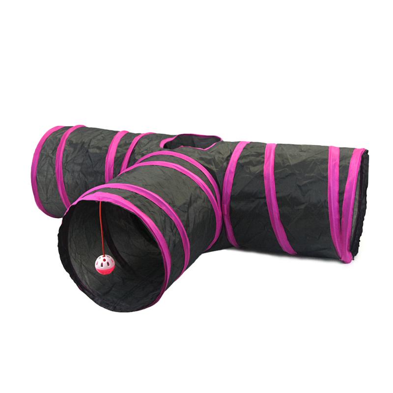 猫トンネル 猫おもちゃ ペット用品 室内 遊び道具 ポリエステル 玫红色 ピンク系 S字トンネル Y字トンネル T字トンネル ストレートトンネル(x2)