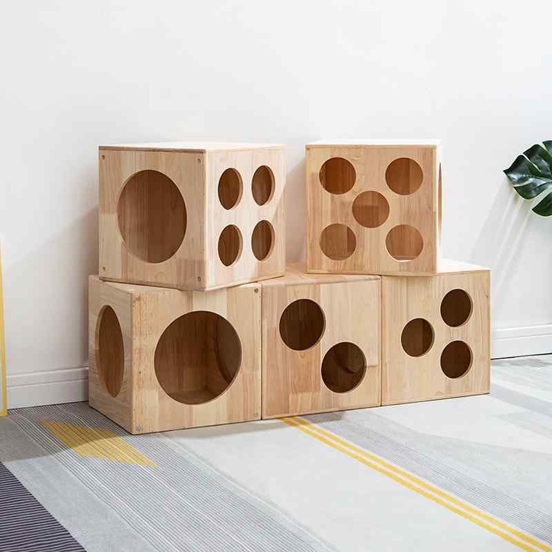 猫 ゲージ 木製 猫小屋 トンネル 多頭飼い 組み合わせ自由 ペットハウス オールシーズン かわいい おし..