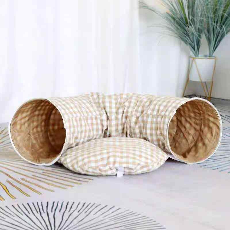 猫 ベッド 猫トンネル 折りたたみ式 保温 キャットハウス 秋冬用 ペット用 猫おもちゃ オレンジ 秋水グ..