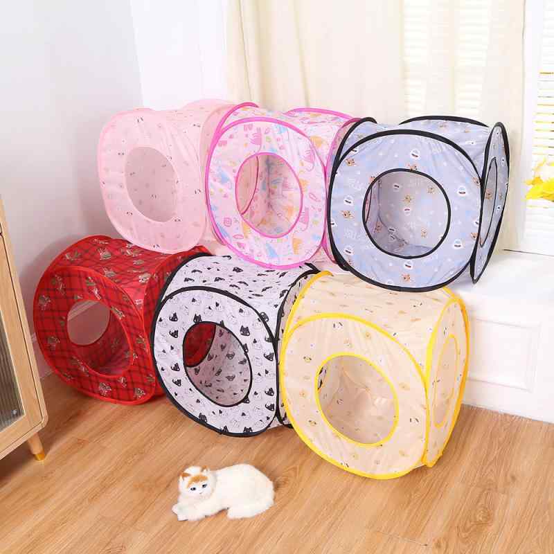 猫 テント ハウス トンネル 折りたたみ式 ペットベッド 猫用品 猫 遊び道具 室内 45cm(x2)