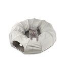 猫 洞窟 猫用ベッド オールシーズン ペットハウス トンネル 折りたたみ グレー 通気性(x500)