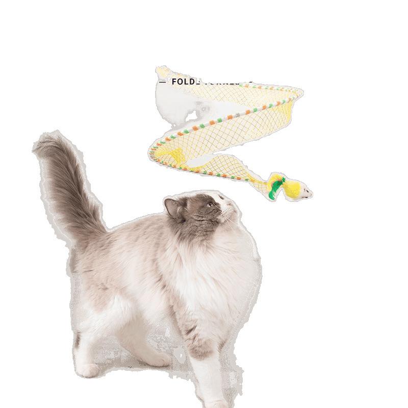 猫 おもちゃ 折りたたみ 猫 トンネル 鈴付き 噛み耐性 猫 用品 回転 猫じゃらし おもちゃ S型 カラフル