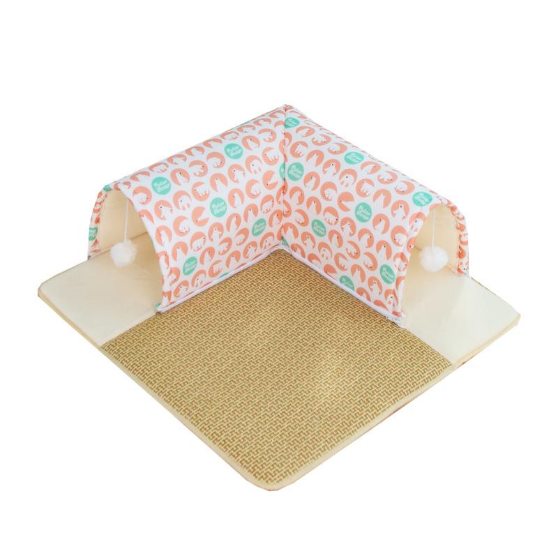 猫の家 猫 ベッド 夏用 藤編み 涼感 Tunnel型 取り外し可能 洗える オールシーズン