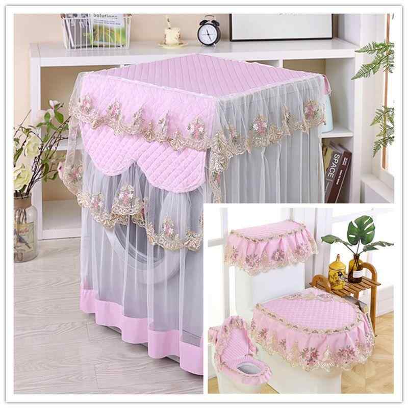 洗濯機カバー トイレカバー 3点セット ダストカバー 現代風 簡約風 ピンク 桃色(x50)