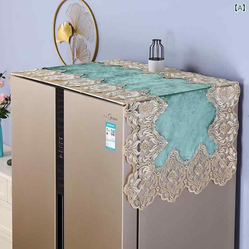 冷蔵庫カバー 冷蔵庫ダストカバー 洗濯機カバー ポリエステル綿 ヨーロピアン 北欧風 刺繡 金糸ベルベ..