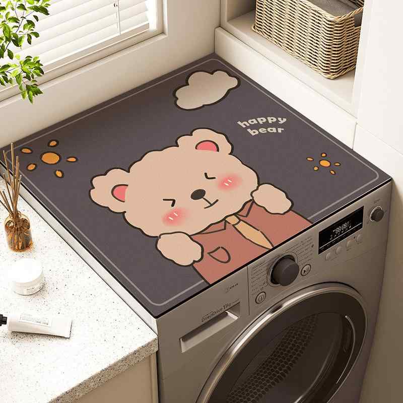マット レディース 洗濯機 蓋カバー 珪藻土 吸水 滑り止め ランドリー 脱衣所 浴室 台所 キッチン 40x5..