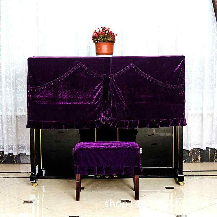 ピアノ カバー ハーフカバー 厚手 金糸 ベルベット 防塵 ピアノ保護 紫色 ブルー 青 緑 墨緑 コーヒー ..