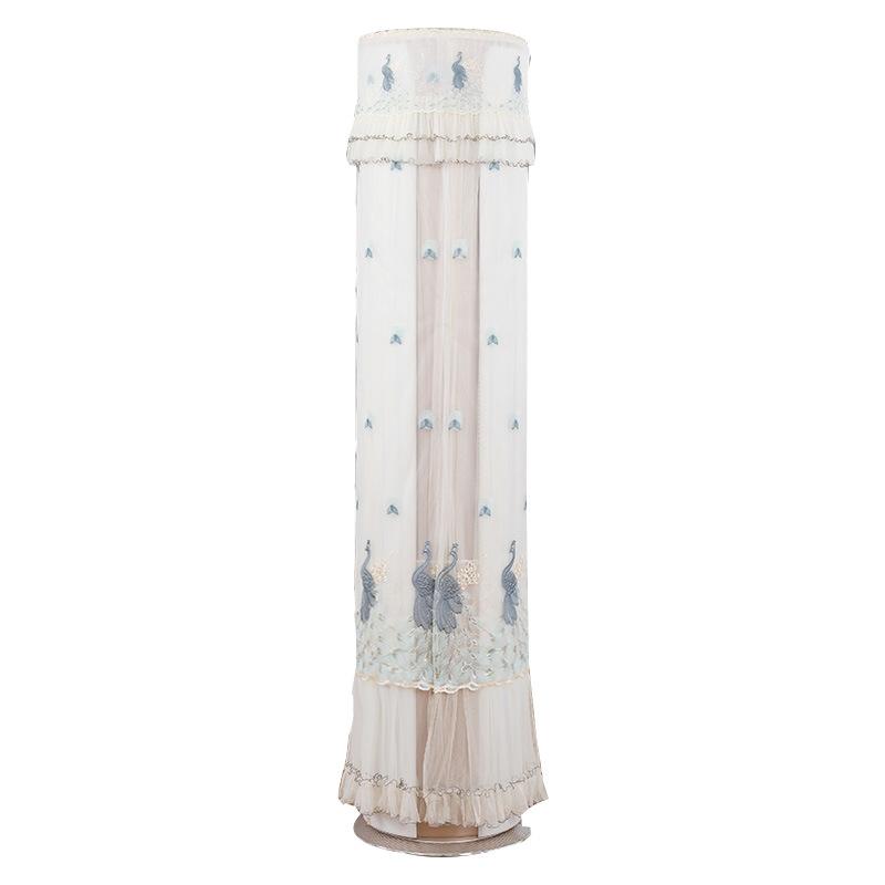 エアコンカバー レース 円形 室外機 リビング 室内機 カバー 刺繍 縦型 防塵 彩雲之南 ピンク系 ブルー系