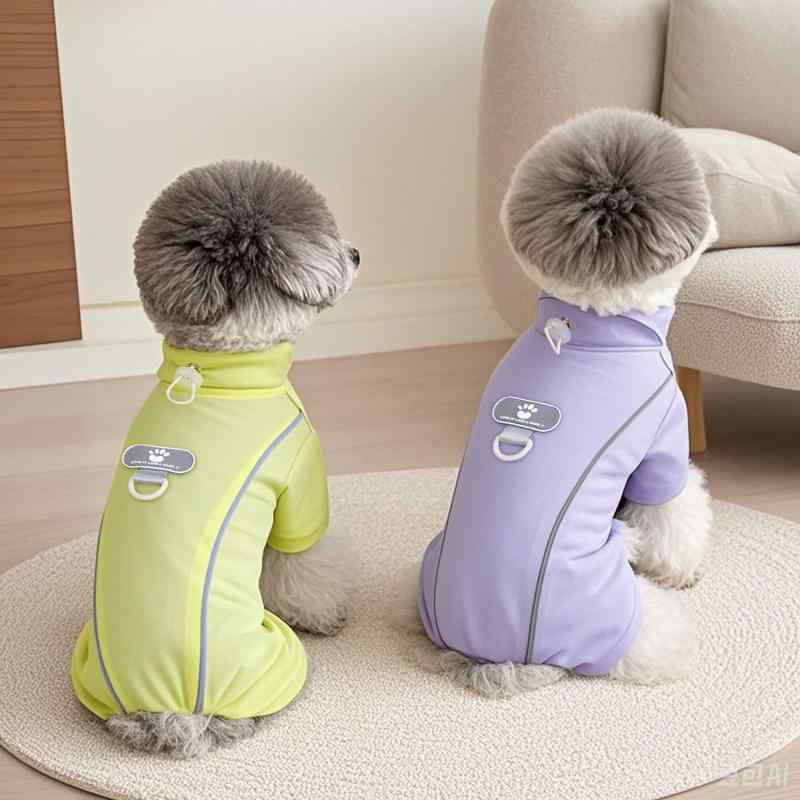 ペット服 四脚 犬用 アウトドア 紫外線対策 通気性 小型犬 牽引 涼しい ポリエステル 紫色 ブルー イエロー