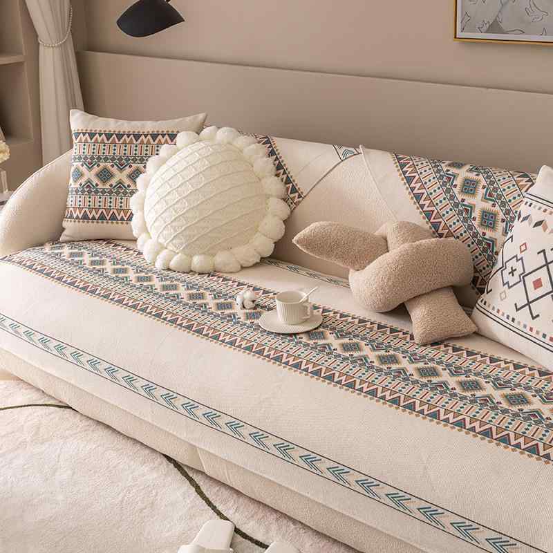 ソファパッド マルチカバー ボヘミアン エスニック風 綿麻 幾何学模様 滑り止め ソファカバー クッショ..