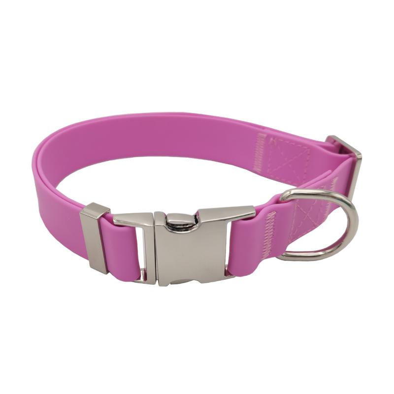 犬 首輪 ペット用 リード セット PVC 防水 調節可能 小型犬 中型犬 大型犬 ピンク グリーン パープル(x2)