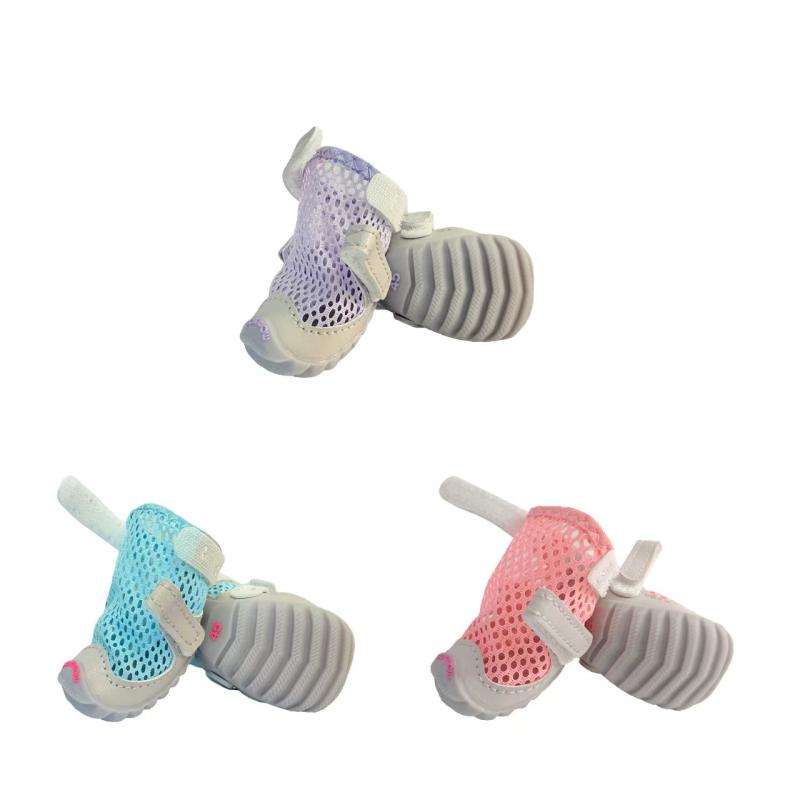 犬用サンダル 犬 靴 メッシュ 通気性 小型犬 中型犬 2足セット 散歩 ケガ防止 肉球保護 滑り止め 天ブルー 桃ピンク パープル かわいい カジュアル