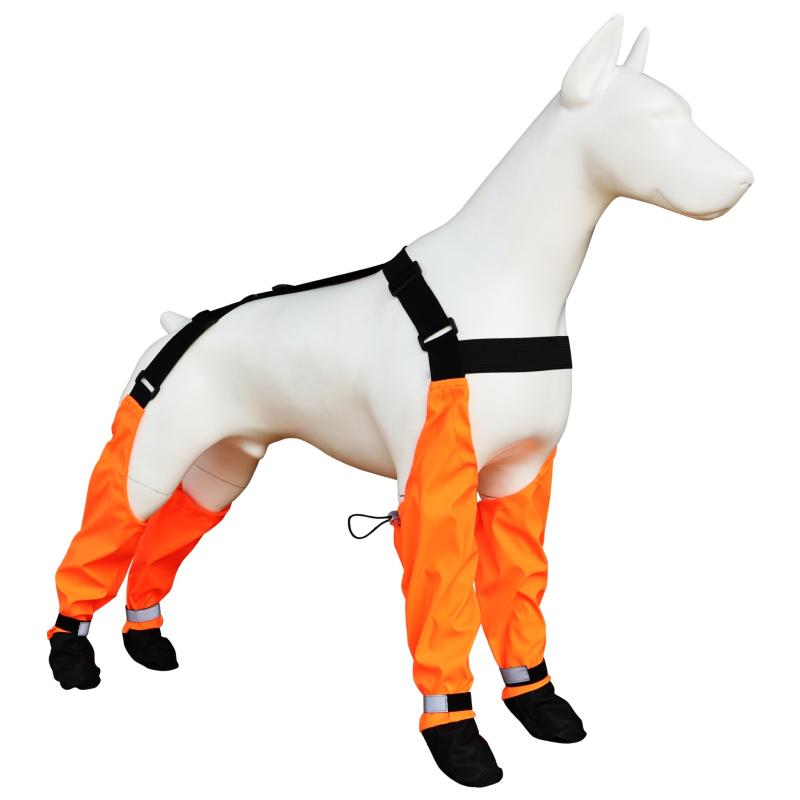 ドッグシューズ 犬用靴 ペット用靴 反射材付き 滑り止め 防水 防汚 調節可能 伸縮性ドッグブーツ オレンジ グリーン