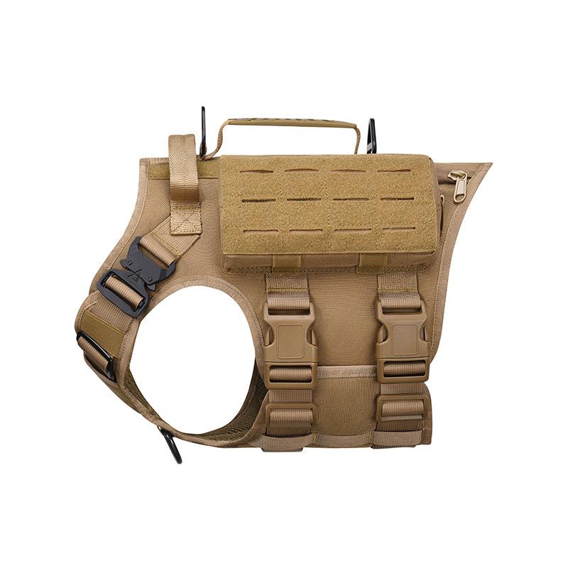 ドッグウェア 犬用タクティカルベスト 多機能コブラバックル ナイロン製 防水 訓練用 ペット用ハーネス ブラウン ブラック