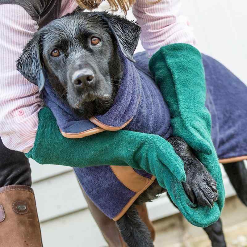犬 猫 ペット用 お手入れ手袋 グローブ 吸収 速乾 タオル シャンプー ドライ 拭き取り 墨藍色 天藍色 ..