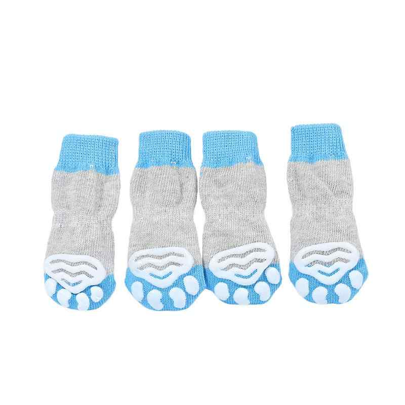 犬 猫 ペット用靴下 滑り止め付き S M L XL 小型犬 室内 纯棉 黒灰 藍灰(x5)
