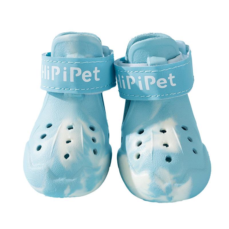 ペット用サンダル 犬用 EVA素材 滑り止め 軽量 通気性 涼しい 夏用 アウトドア 反射テープ付き ブルー パープル