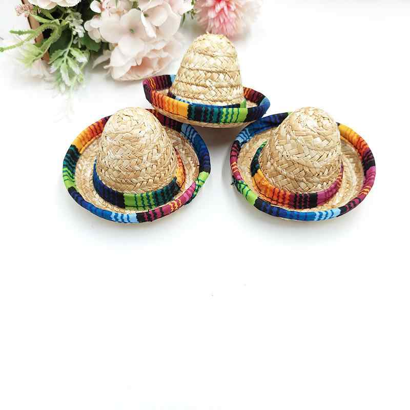 帽子 レディース メンズ キッズ メキシカン ハット 麦わら帽子 ソンブレロ コスプレ ハロウィン 誕生日 パーティー ペット用 S 直径10cm 四季(x3)