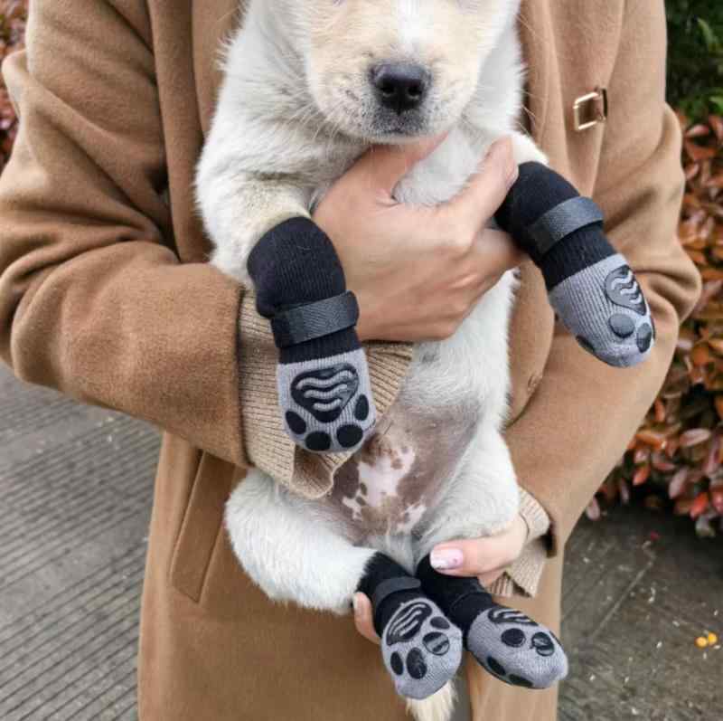 ペット 靴下 犬 猫 滑り止め 防水 ソックス 小型犬 中型犬 大型犬 怪我防止 肉球保護 室内 散歩 ケガ 舐め防止 かわいい ブラック(x2)