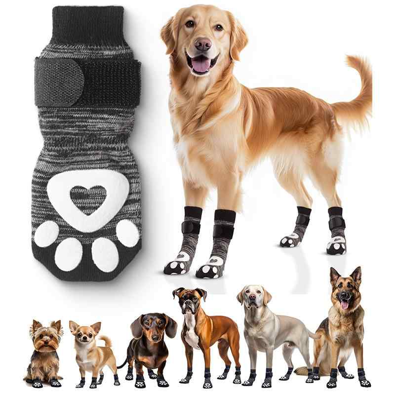 犬用靴下 ペット用靴下 犬用ソックス 綿製 通気性 滑り止め 大型犬 ゴールデンレトリバー 両面プリント..