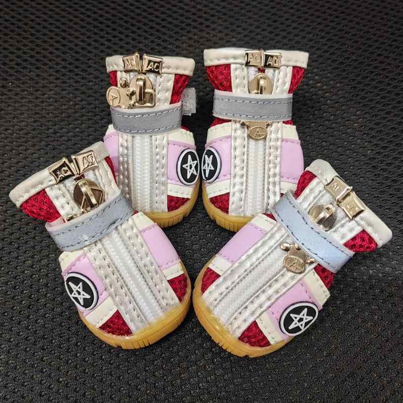 犬用 メッシュ シューズ 滑り止め ドッグ スニーカー 散歩 履きやすい カジュアル ブルー イエロー ピ..