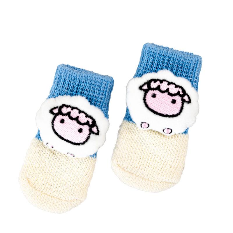 犬用靴下 小型犬用 滑り止め 肉球保護 立体 かわいい 防汚 コットン ペット用靴下 セット 小さめ