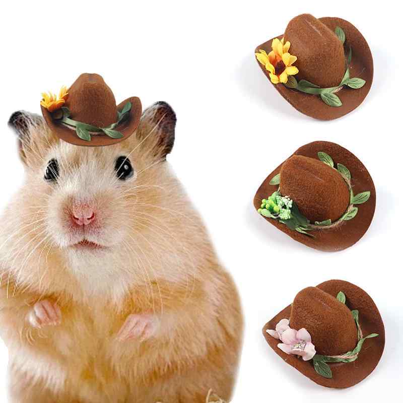 帽子 ハムスター 小動物 ペット用 ミニ デニム カウボーイ 花柄 調節可能 春(x2)