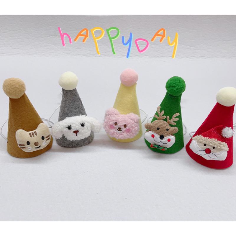 ペット用帽子猫 小型犬 誕生日 クリスマス コスプレ 猫耳 犬耳 かわいい カートゥーン フリース ぬいぐるみ 立体ボール 調節可能 着ぐるみ キャップ 四季