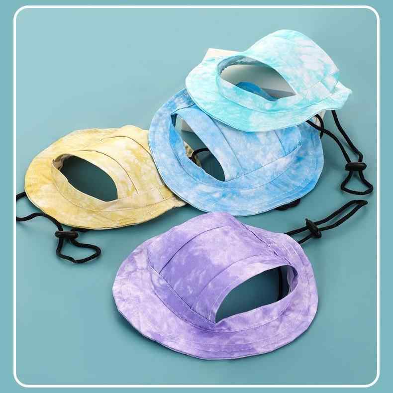 ペット帽子犬猫用 日よけ 帽子 あご紐付き イヤーホール付き 調節可能 紫外線対策 小型犬 中型犬 ポリ..