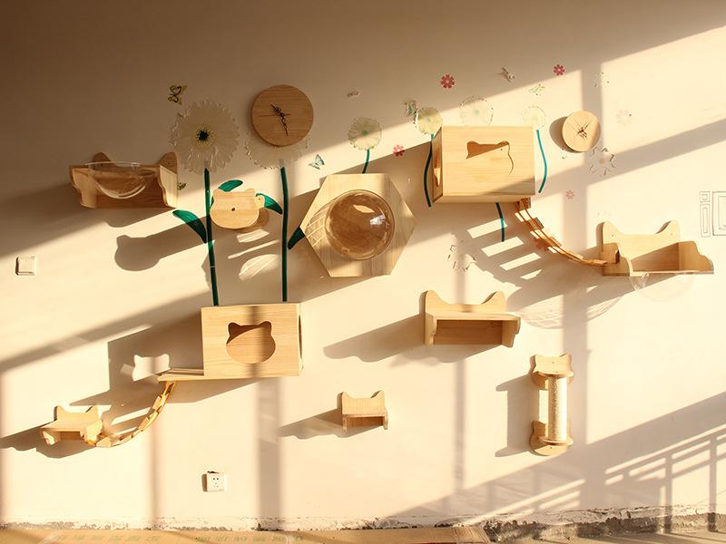 猫用クライミングウォール 据え置き キャットタワー 木製 壁掛け 猫ハウス 猫用ベッド 猫爪とぎ ポール..