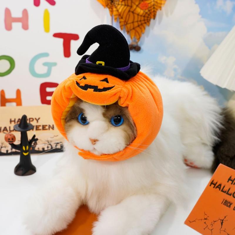 ペット用帽子 ハロウィン 仮装 南瓜 帽子犬 猫 コスプレ 暖かい かわいい ブラック オレンジ系
